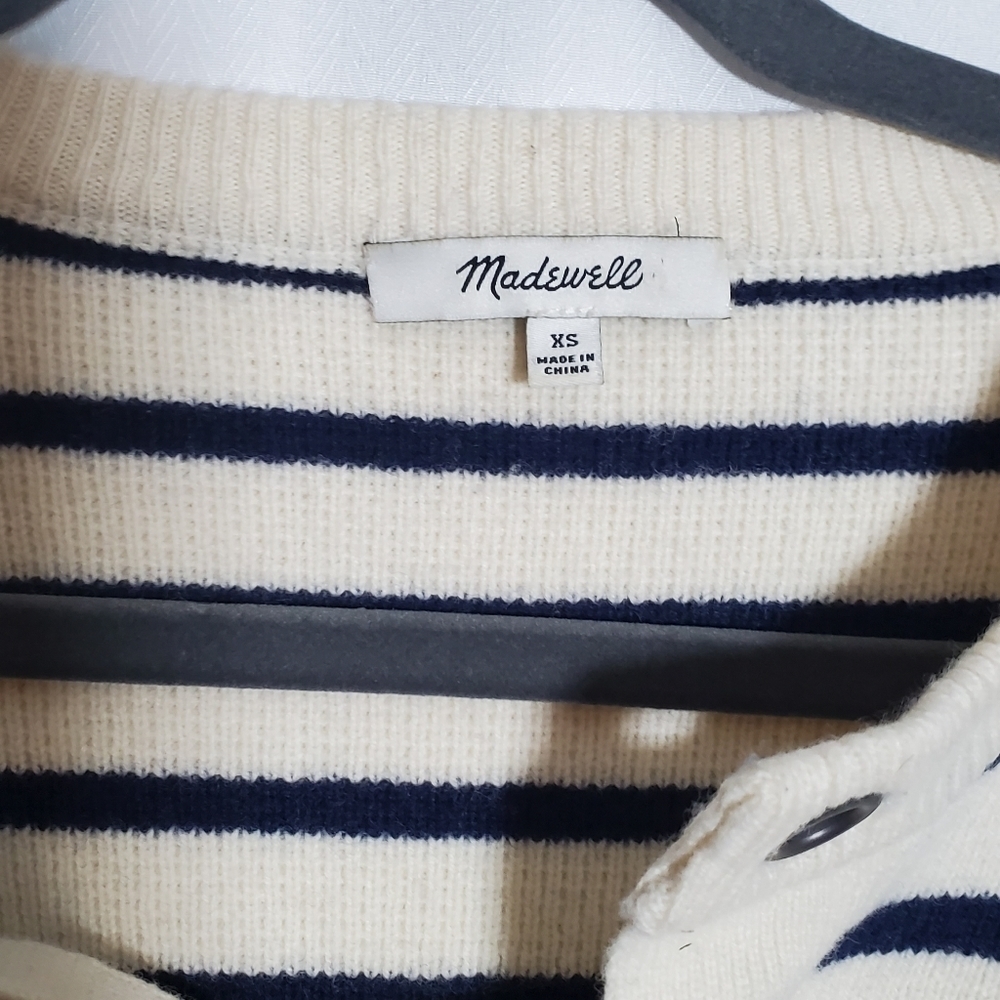 Madewell Merino Wool Lace-Up Striped Cropped Sweater - Picture 6 of 7